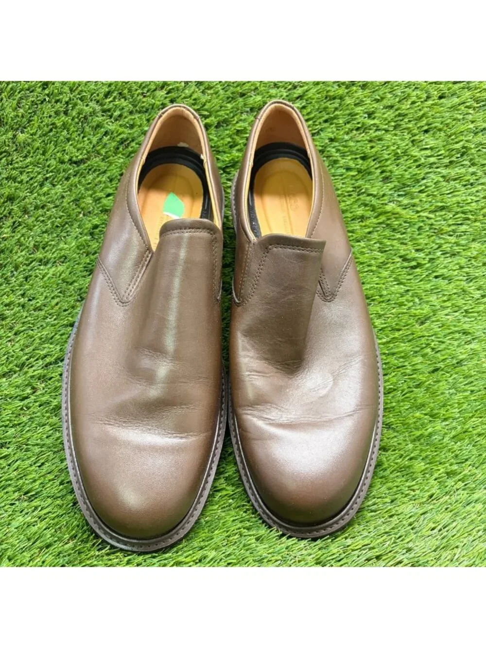 Ecco Metropole London Mens Size 12 Brown Classic Leather Slip On Dress Shoes
